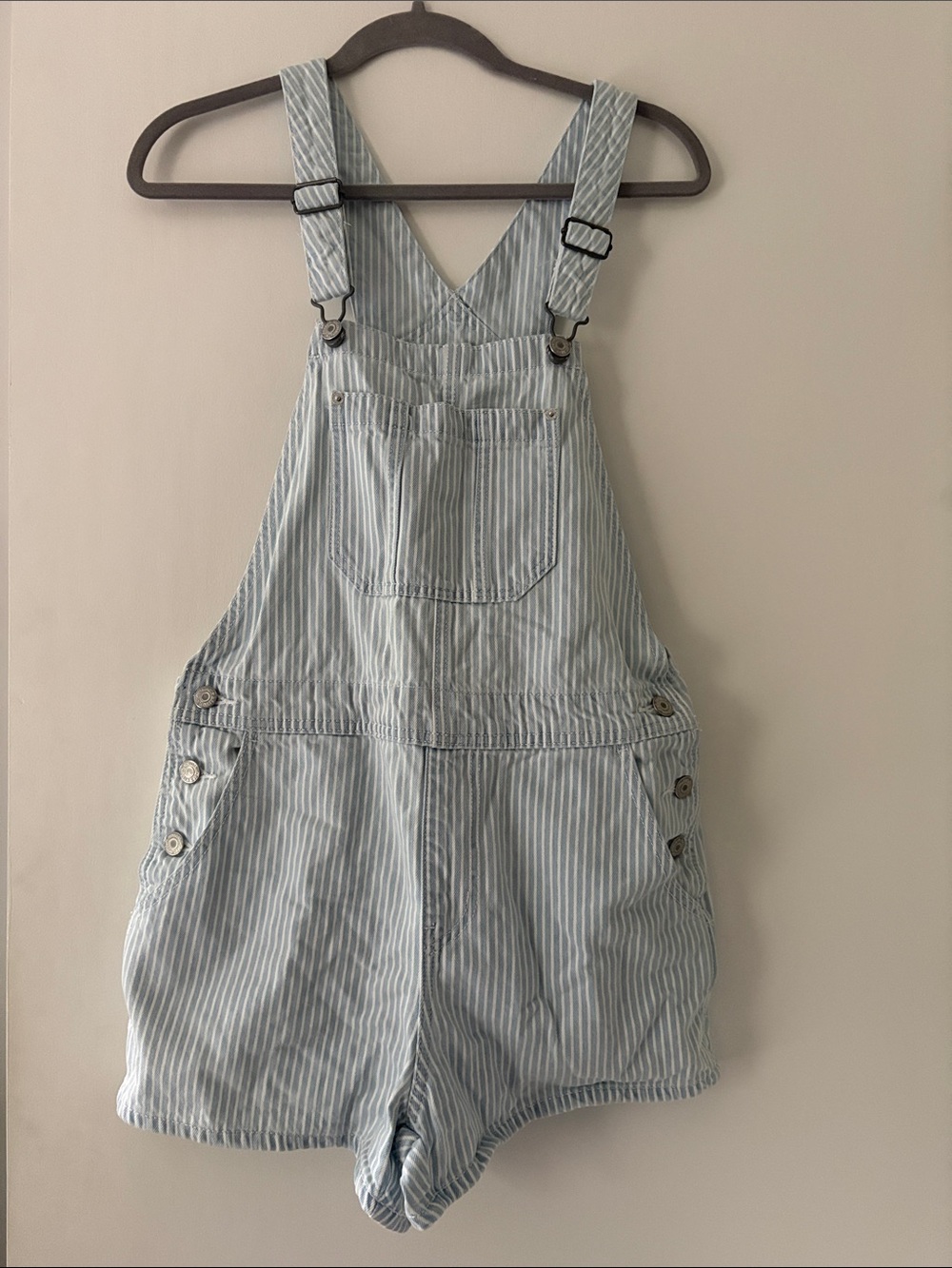 Old Navy Striped Light Blue Overall Short